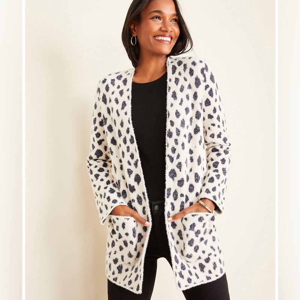 Ann Taylor Leopard Print Open Front Cardigan
